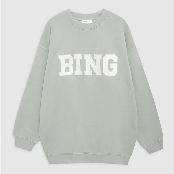 Anine Bing Tops - ANINE BING - TYLER SWEATSHIRT SATIN BING IN SAGE GREEN
